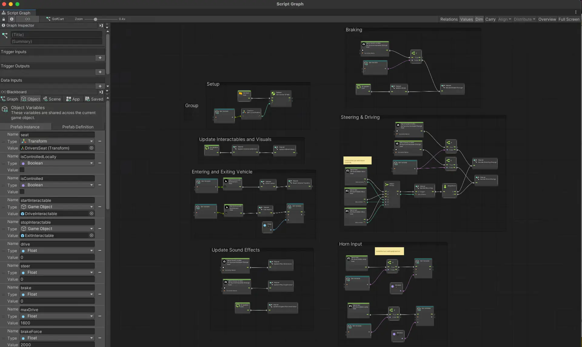 Screenshot of a visual script graph