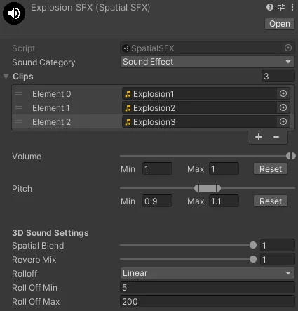 Spatial SFX component